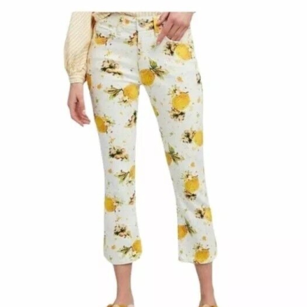 Pilcro Ankle Jeans with Yellow Floral Print
